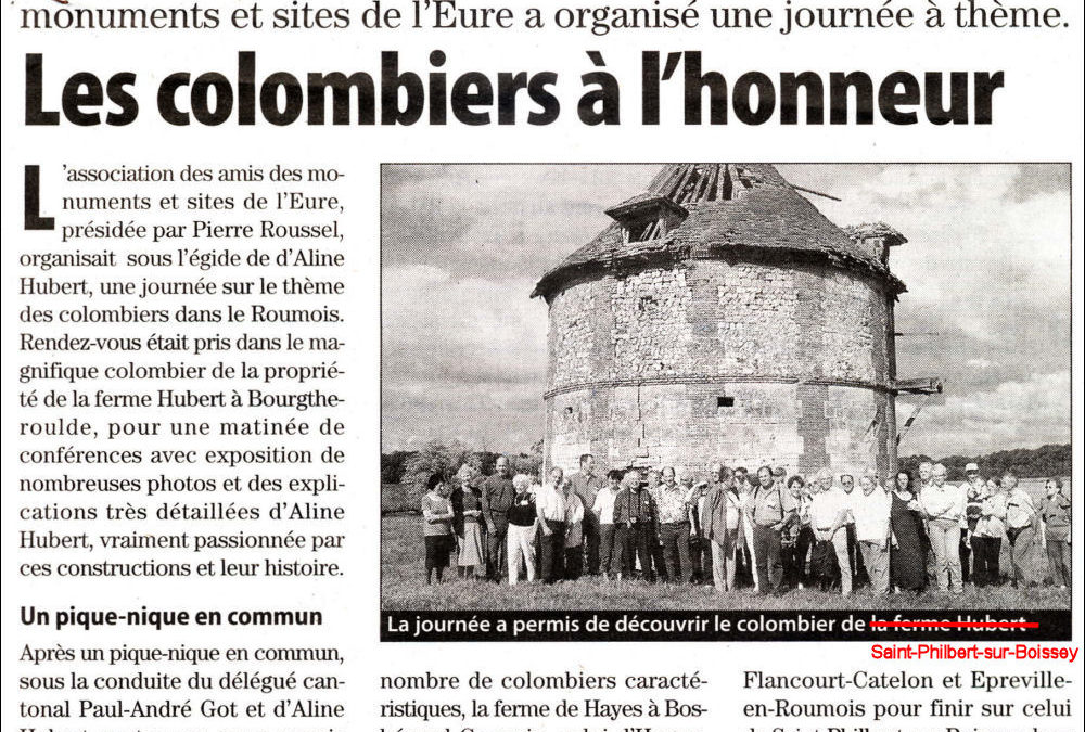Les colombiers Ã  l’honneur – L’association des Amis des monuments et sites de l’Eure a organisÃ© une journÃ©e Ã  thÃ¨me