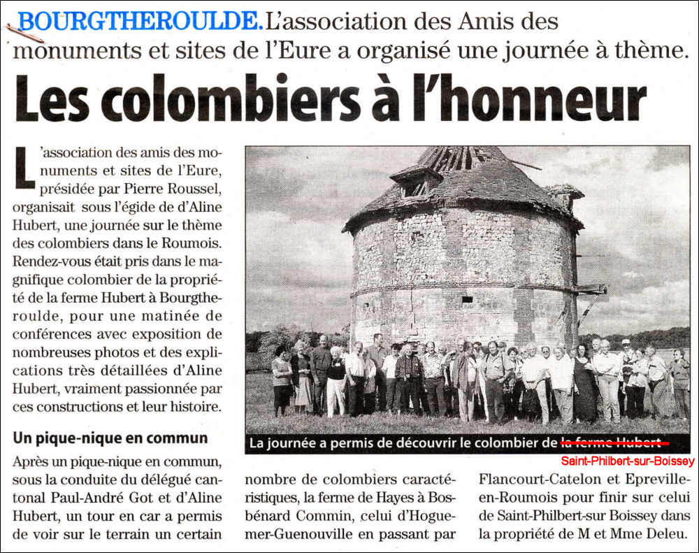 Les colombiers à l’honneur – L’association des Amis des monuments et sites de l’Eure a organisé une journée à thème
