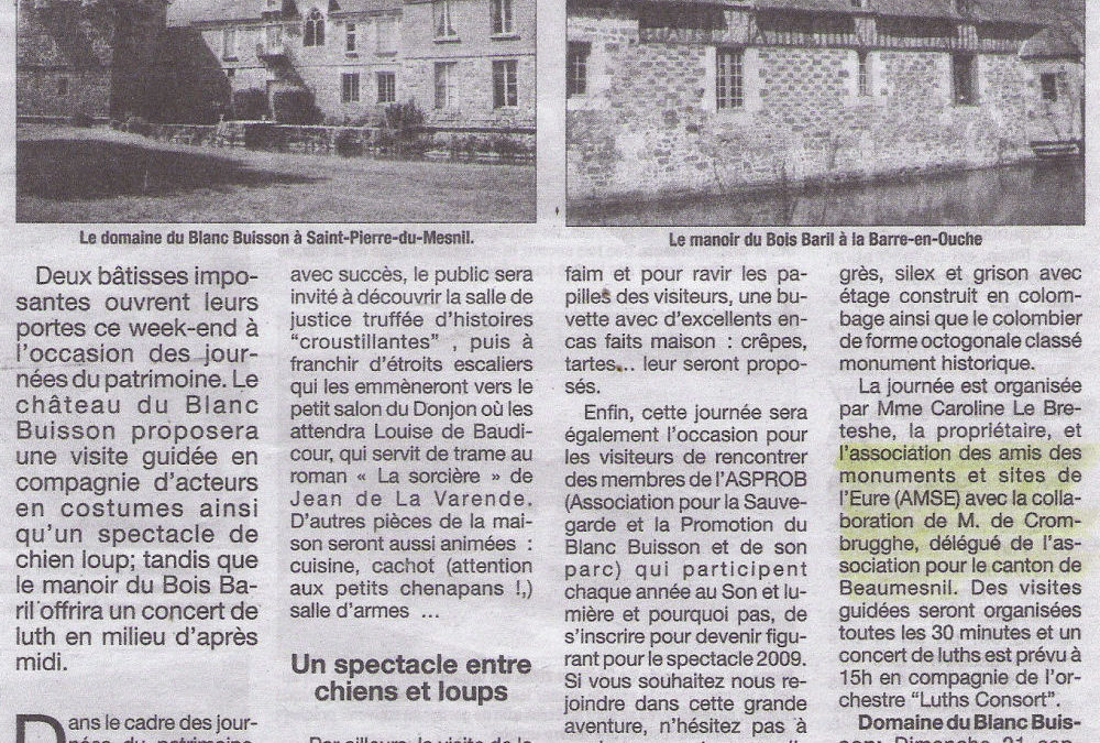 La vie de château – Les journées du Patrimoine ce week-end