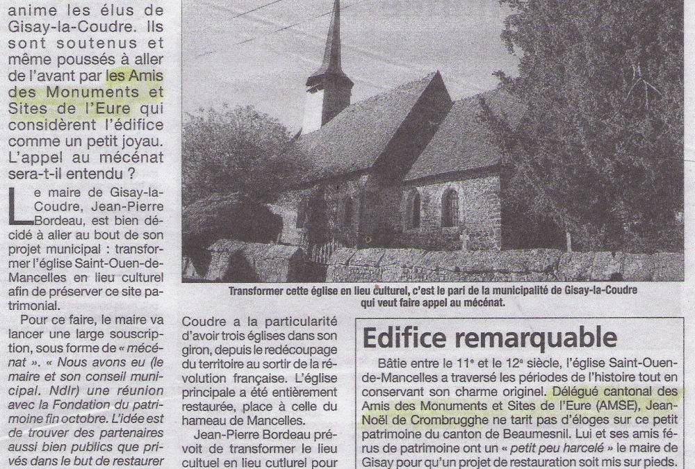 De site cultuel Ã  culturel – Eglise Saint-Ouen-de-Mancelles Ã  Gisay-la-Coudre