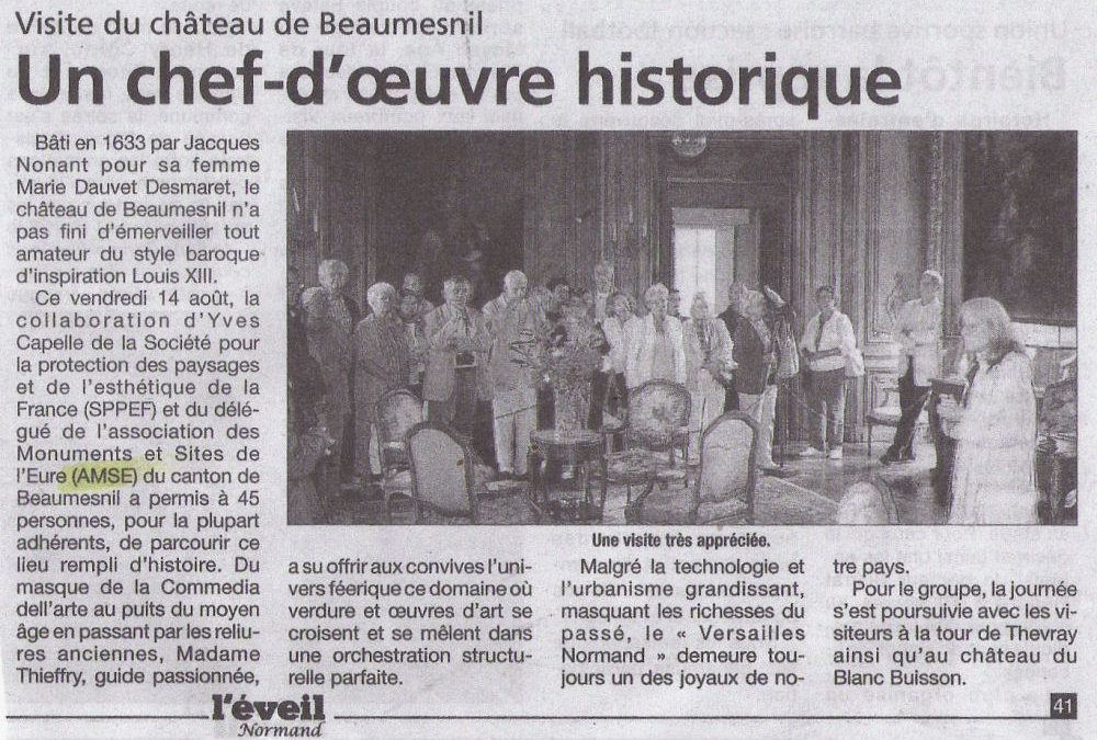 Un chef-d’oeuvre historique – Visite du chĂąteau de Beaumesnil